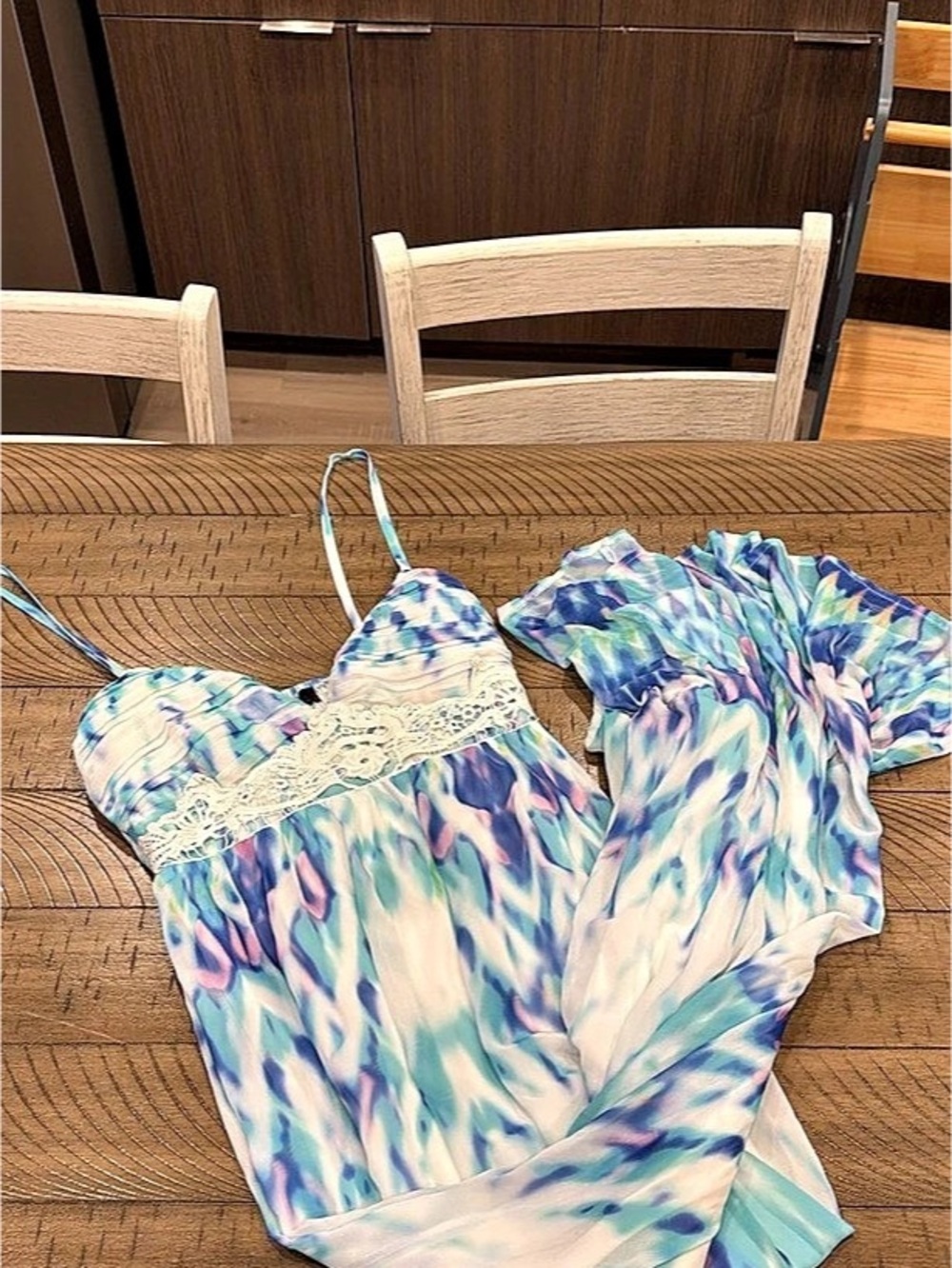 Ally Maxi Dress in Blue & White Like New